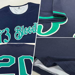 Custom Navy Teal-White Performance T-Shirt