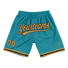 Load image into Gallery viewer, Custom Teal Old Gold-Black Authentic Throwback Basketball Shorts
