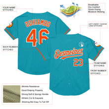 Load image into Gallery viewer, Custom Teal Orange-White Mesh Authentic Throwback Baseball Jersey
