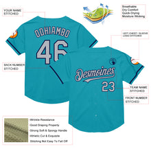 Load image into Gallery viewer, Custom Teal Gray-Navy Mesh Authentic Throwback Baseball Jersey
