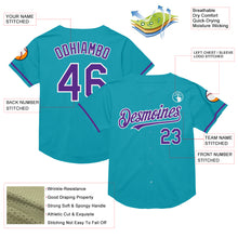 Load image into Gallery viewer, Custom Teal Purple-White Mesh Authentic Throwback Baseball Jersey
