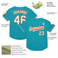 Load image into Gallery viewer, Custom Teal White-Orange Mesh Authentic Throwback Baseball Jersey
