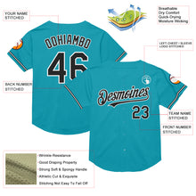 Load image into Gallery viewer, Custom Teal Black-White Mesh Authentic Throwback Baseball Jersey

