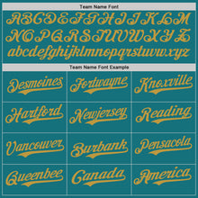 Laden Sie das Bild in den Galerie-Viewer, Custom Teal Old Gold Authentic Baseball Jersey
