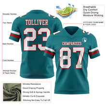 Load image into Gallery viewer, Custom Teal White-Red Authentic Football Jersey
