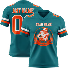 Load image into Gallery viewer, Custom Teal Orange-White Authentic Football Jersey
