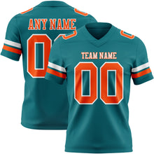 Load image into Gallery viewer, Custom Teal Orange-White Authentic Football Jersey
