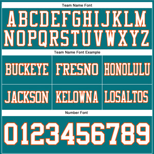 Custom Teal White-Orange Authentic Football Jersey