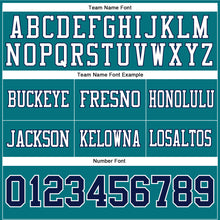 Load image into Gallery viewer, Custom Teal Navy-White Authentic Football Jersey
