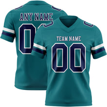 Load image into Gallery viewer, Custom Teal Navy-White Authentic Football Jersey
