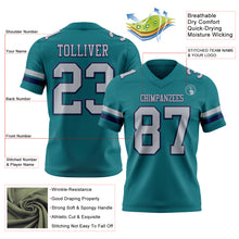 Load image into Gallery viewer, Custom Teal Gray-Navy Authentic Football Jersey
