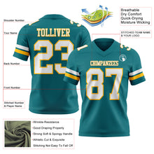 Laden Sie das Bild in den Galerie-Viewer, Custom Teal White-Gold Authentic Football Jersey
