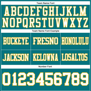 Custom Teal White-Gold Authentic Football Jersey