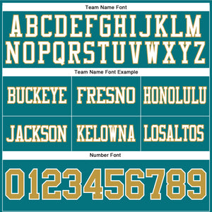 Custom Teal Old Gold-White Authentic Football Jersey