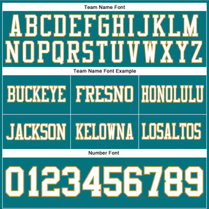 Custom Teal White-Old Gold Authentic Football Jersey