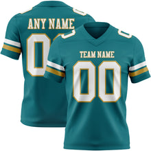 Laden Sie das Bild in den Galerie-Viewer, Custom Teal White-Old Gold Authentic Football Jersey
