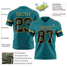 Laden Sie das Bild in den Galerie-Viewer, Custom Teal Black-Old Gold Authentic Football Jersey
