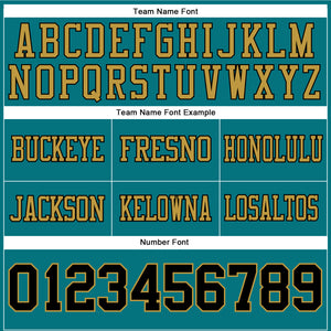 Custom Teal Black-Old Gold Authentic Football Jersey