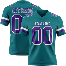 Laden Sie das Bild in den Galerie-Viewer, Custom Teal Purple-White Authentic Football Jersey
