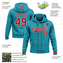 Load image into Gallery viewer, Custom Stitched Teal Red-White Baseball Pullover Sweatshirt Hoodie
