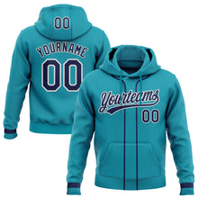 Load image into Gallery viewer, Custom Stitched Teal Navy-White Baseball Pullover Sweatshirt Hoodie
