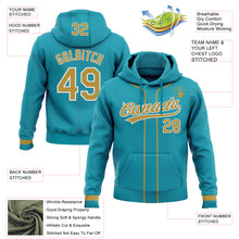 Load image into Gallery viewer, Custom Stitched Teal Old Gold-White Baseball Pullover Sweatshirt Hoodie
