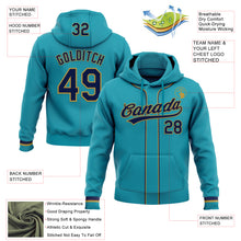 Load image into Gallery viewer, Custom Stitched Teal Navy-Old Gold Baseball Pullover Sweatshirt Hoodie
