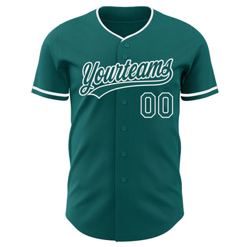 Custom Teal-White Authentic Baseball Jersey
