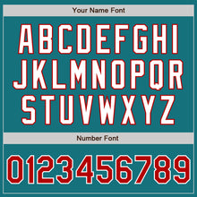 Load image into Gallery viewer, Custom Teal Red-White Authentic Baseball Jersey
