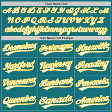 Load image into Gallery viewer, Custom Teal White-Yellow Authentic Baseball Jersey

