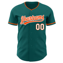 Load image into Gallery viewer, Custom Teal Orange-White Authentic Baseball Jersey
