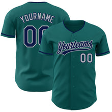 Laden Sie das Bild in den Galerie-Viewer, Custom Teal Navy-Gray Authentic Baseball Jersey
