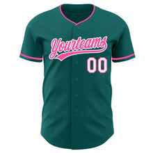 Laden Sie das Bild in den Galerie-Viewer, Custom Teal Pink-White Authentic Baseball Jersey
