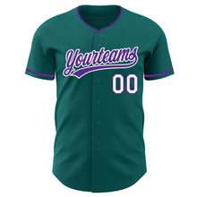 Laden Sie das Bild in den Galerie-Viewer, Custom Teal Purple-White Authentic Baseball Jersey
