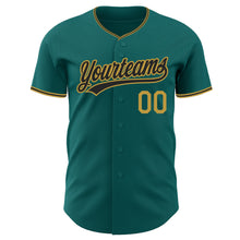Charger l'image dans la galerie, Custom Teal Black-Old Gold Authentic Baseball Jersey

