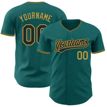 Charger l'image dans la galerie, Custom Teal Black-Old Gold Authentic Baseball Jersey
