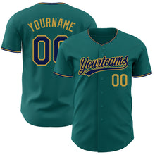 Charger l'image dans la galerie, Custom Teal Navy-Old Gold Authentic Baseball Jersey
