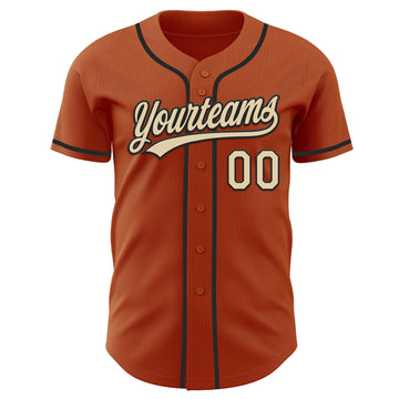 Custom Texas Orange Cream-Black Authentic Baseball Jersey