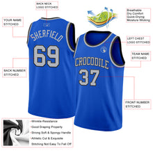 Laden Sie das Bild in den Galerie-Viewer, Custom Thunder Blue Gray-Black Authentic Basketball Jersey
