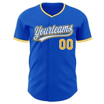 Custom Thunder Blue Gold-White Authentic Baseball Jersey