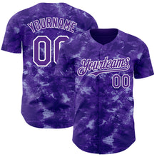 Загрузить изображение в средство просмотра галереи, Custom Tie Dye Purple-White 3D Authentic Baseball Jersey
