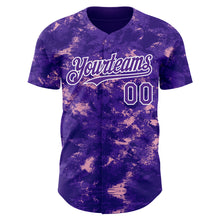 Laden Sie das Bild in den Galerie-Viewer, Custom Tie Dye Purple-White 3D Authentic Baseball Jersey
