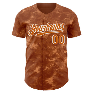 Custom Tie Dye Texas Orange-White 3D Authentic Baseball Jersey