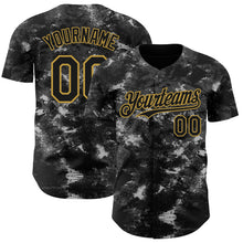 Laden Sie das Bild in den Galerie-Viewer, Custom Tie Dye Black-Old Gold 3D Authentic Baseball Jersey
