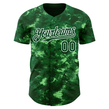 Custom Tie Dye Green-White 3D Authentic Baseball Jersey