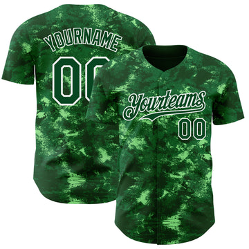 Custom Tie Dye Green-White 3D Authentic Baseball Jersey