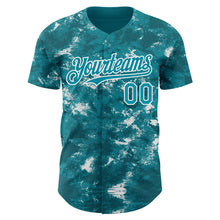 Загрузить изображение в средство просмотра галереи, Custom Tie Dye Teal-White 3D Authentic Baseball Jersey
