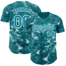 Загрузить изображение в средство просмотра галереи, Custom Tie Dye Teal-White 3D Authentic Baseball Jersey
