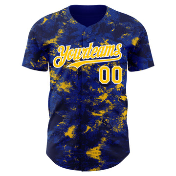 Custom Tie Dye Yellow-White 3D Authentic Baseball Jersey