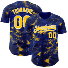 Laden Sie das Bild in den Galerie-Viewer, Custom Tie Dye Yellow-White 3D Authentic Baseball Jersey
